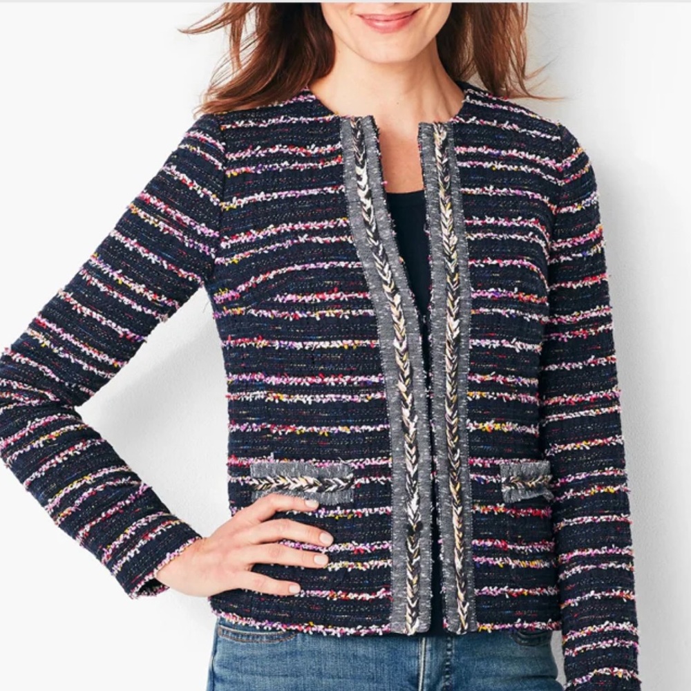 Talbots - Fringe Tweed Jacket size 10P